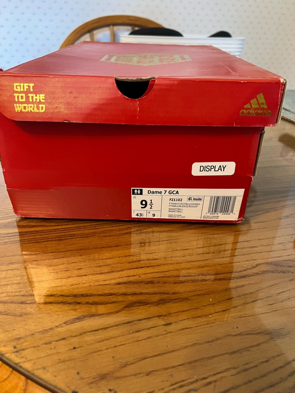 adidas  White, Red & Blue Patterned Basketball Sneakers - Picture 4 of 4